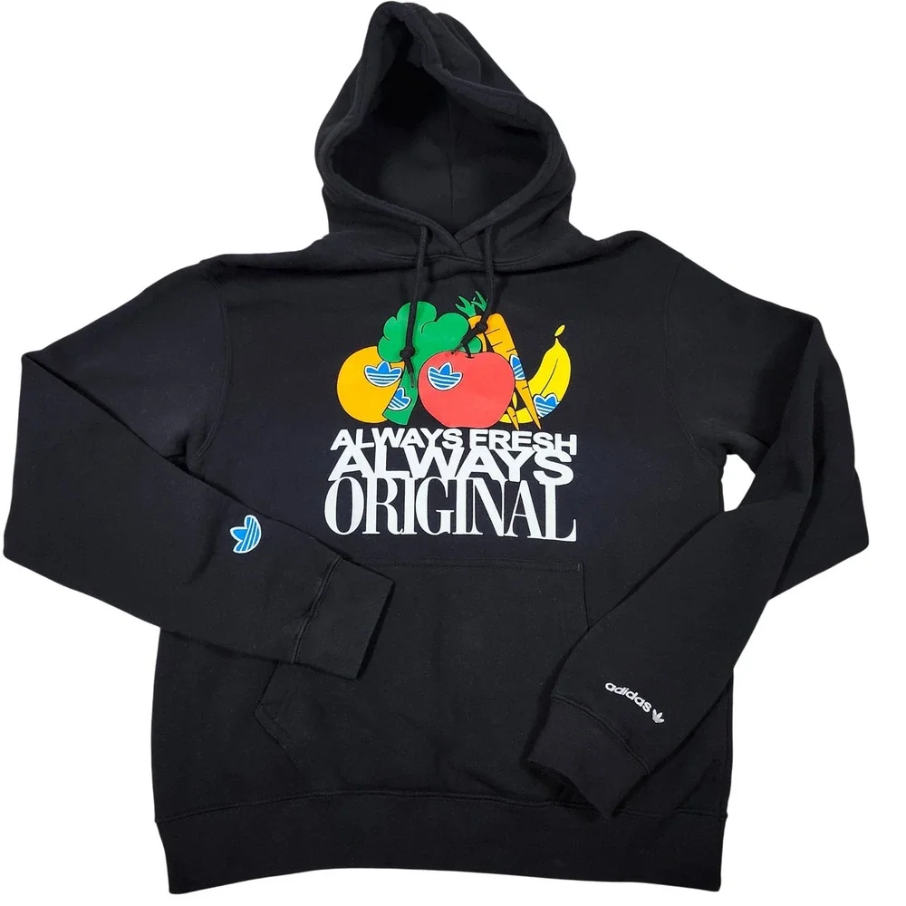 Adidas Always Fresh Always Original Black Hoodie Men's Size Small‎ Fruit Graphic